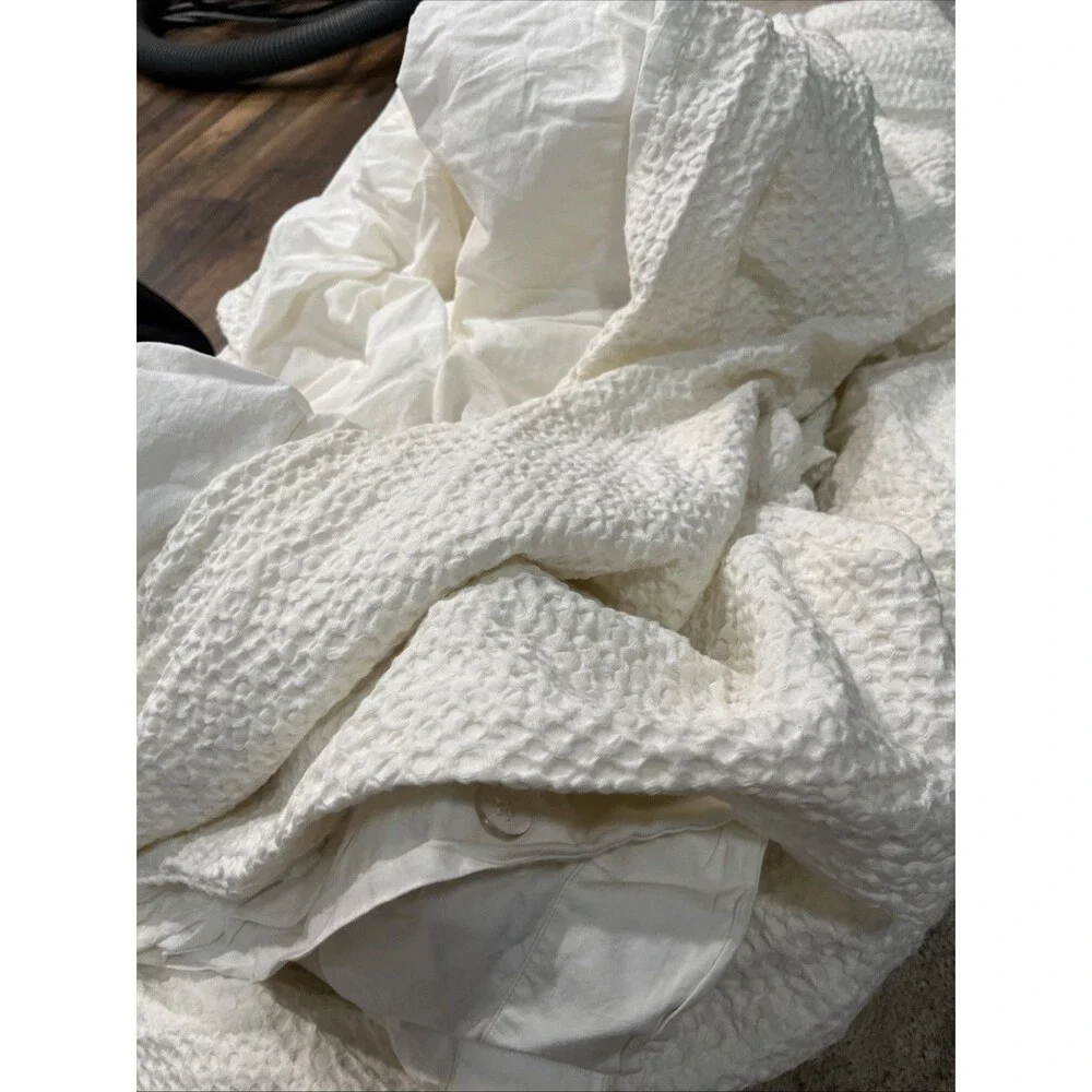 QUINCE ORGANIC LUXE HONEYCOMB DUVET COVER KING ~ CAL KING UNDYED|MSRP $114